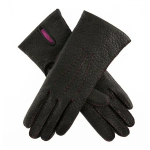 Heritage handgenaaide driepuntshandschoenen van peccary-leer met kasjmiervoering voor dames