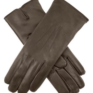Heritage driepunts-handschoenen van leer met touchscreen en kasjmiervoering