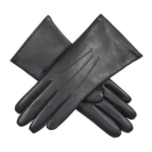 Heritage driepunts-handschoenen van leer met touchscreen en voering van bont