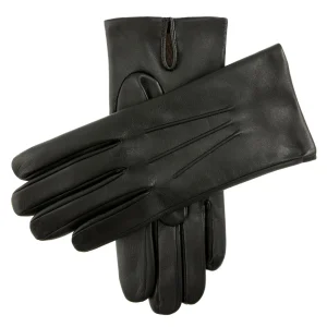 Heren driepunts kasjmier gevoerde leren handschoenen
