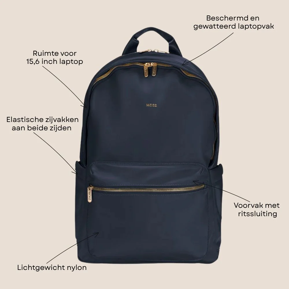 Mōsz Maren Laptoprugzak 15,6 inch Donkerblauw - Afbeelding 7