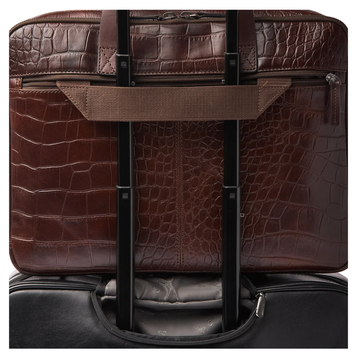 Castelijn & Beerens Croco Jules Laptoptas 15,6 Inch RFID Mocca - Afbeelding 6