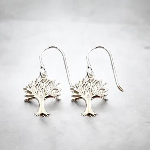 MadamLili 925 sterling zilveren oorbellen met levensboomhanger.