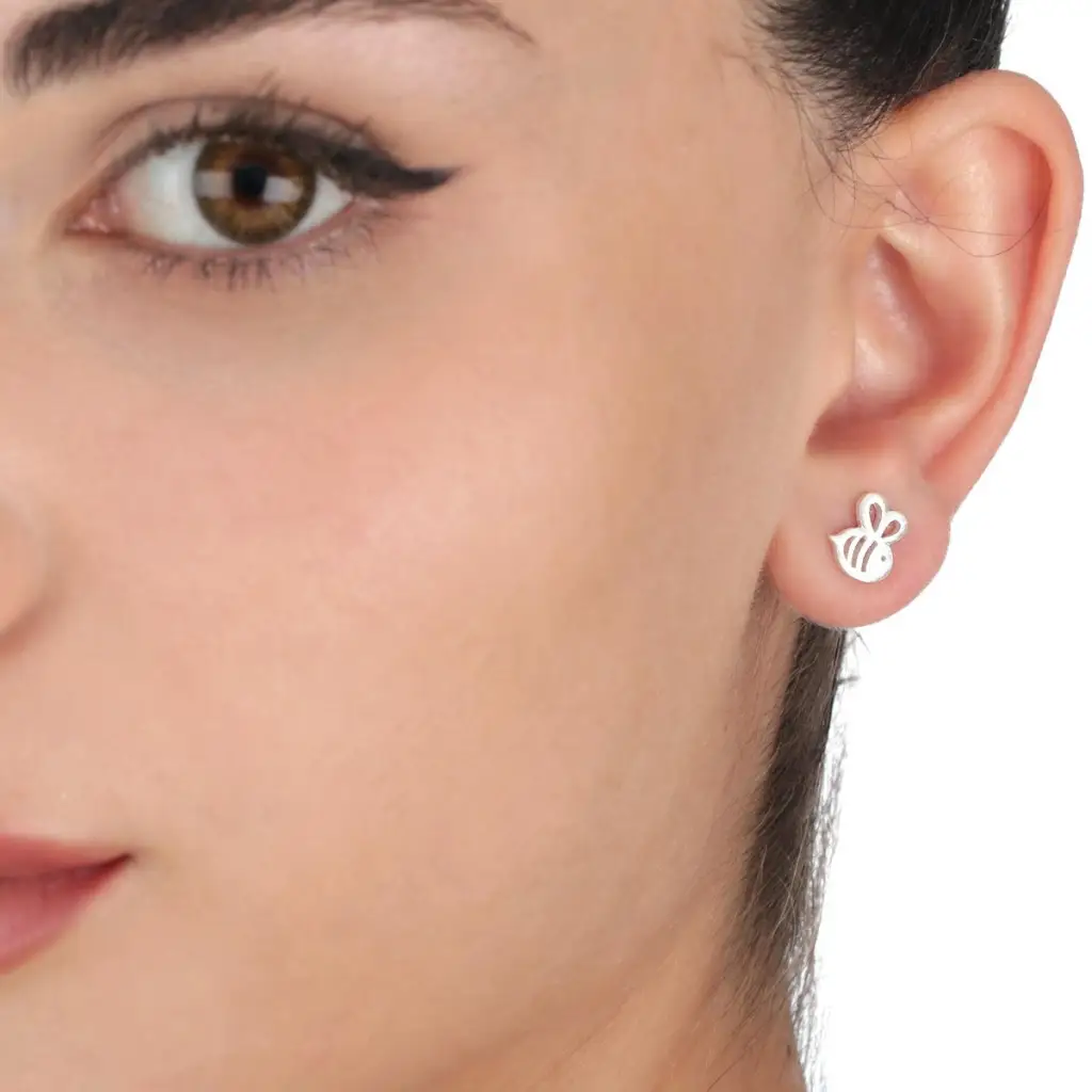 MadamLili Bijen mini-oorknopjes - 925 sterling zilver. - Afbeelding 4