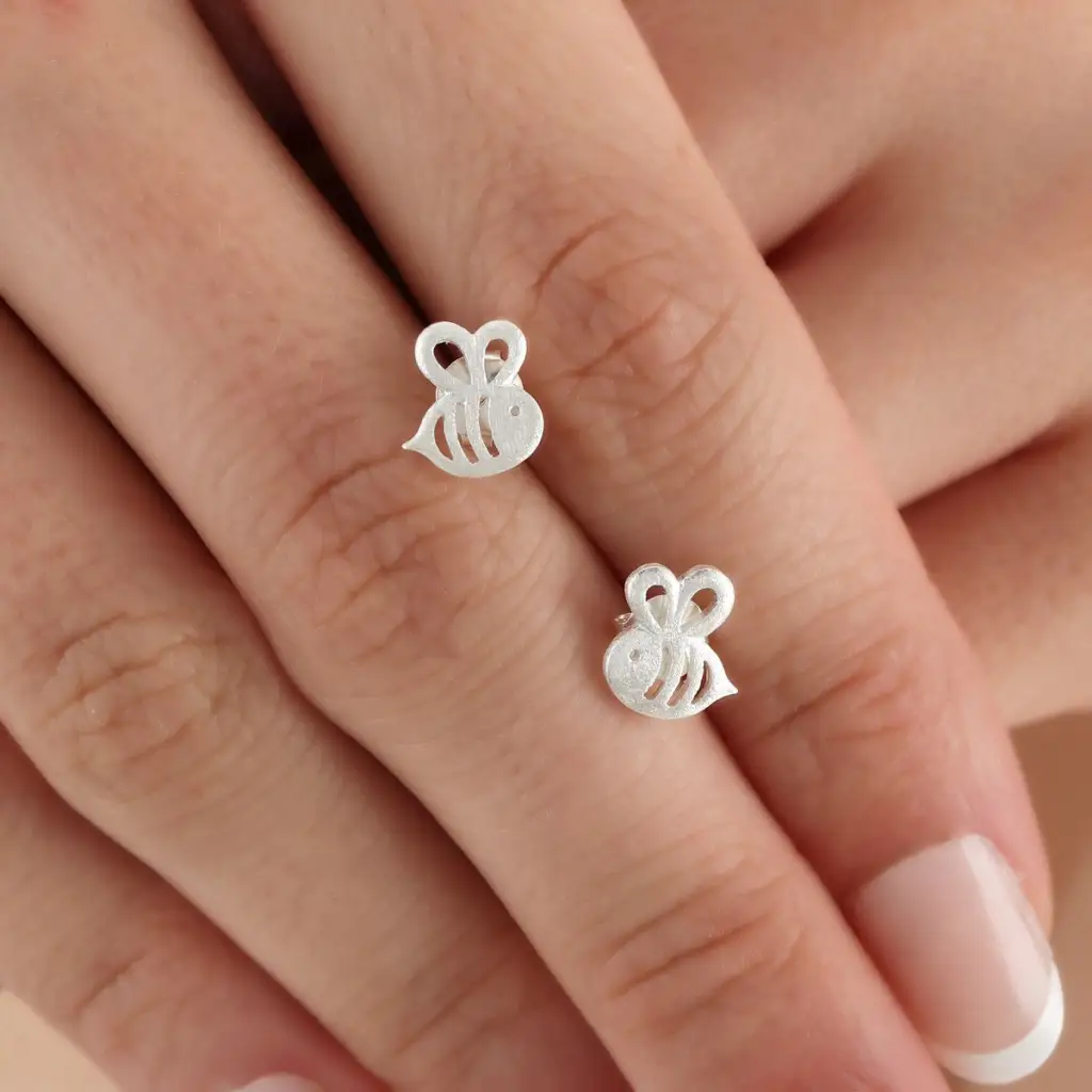 MadamLili Bijen mini-oorknopjes - 925 sterling zilver. - Afbeelding 6