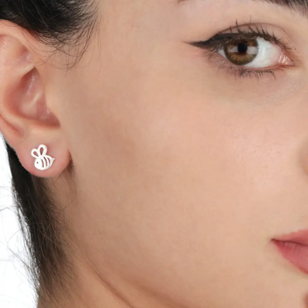 MadamLili Bijen mini-oorknopjes - 925 sterling zilver. - Afbeelding 3