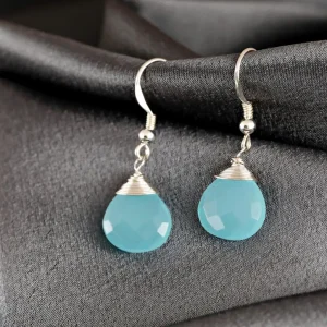 MadamLili Chalcedoon druppel zilveren oorbellen 925 sterling zilver.