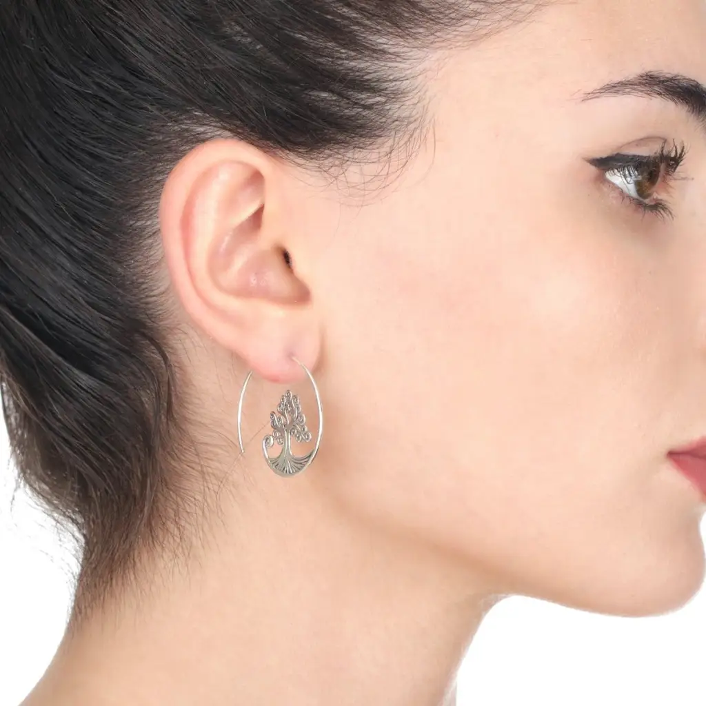 MadamLili Levensboom spiraalvormige oorbellen - 925 sterling zilve. - Afbeelding 3