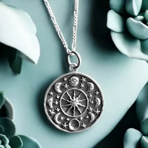 Madamlili Maanfase- en sterhanger 925 sterling zilveren ketting.