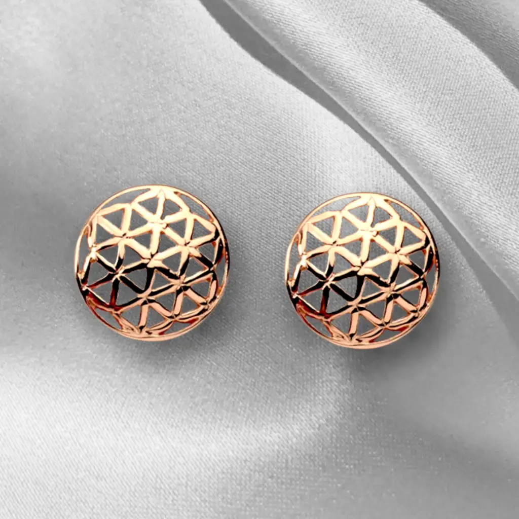 MadamLili 925 roségoud vergulde levensbloem oorknopjes. - Afbeelding 7