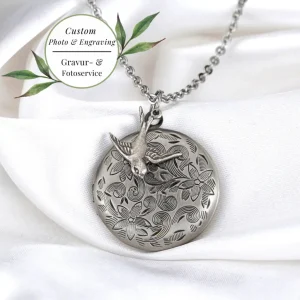 MadamLili Oud zilveren foto medaillon collier inclusief fotoservice + gravure VIK-97